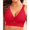 imageWomen Underwire Bikini Top Only  Push Up Swimsuit Top Large Bust Bathing Suit Tops 2025 Supportive Swim TopsRed