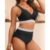 imageYonique Womens High Waisted Bikini  Twist Front Two Piece Swimsuit Color Block Full Coverage Bathing SuitBlack