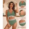 imageYonique Womens High Waisted Bikini  Twist Front Two Piece Swimsuit Color Block Full Coverage Bathing SuitOlive Green