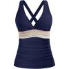 imageTankini Tops for Women Tummy Control Swim Top Only Color Block V Neck Bathing Suit Top No Bottom 2025Navy Blue