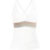 imageTankini Tops for Women Tummy Control Swim Top Only Color Block V Neck Bathing Suit Top No Bottom 2025White
