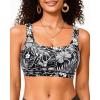 imageWomen Sport Bra Swimsuit Top  Swim Bra Bikini Top Only Scoop Neck Bathing Suit 2025 SwimwearBlack Flower