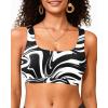imageWomen Sport Bra Swimsuit Top  Swim Bra Bikini Top Only Scoop Neck Bathing Suit 2025 SwimwearBlack and White