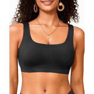 imageWomen Sport Bra Swimsuit Top  Swim Bra Bikini Top Only Scoop Neck Bathing Suit 2025 SwimwearBlack