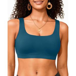 imageWomen Sport Bra Swimsuit Top  Swim Bra Bikini Top Only Scoop Neck Bathing Suit 2025 SwimwearTeal