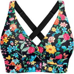imageWomen Underwire Bikini Top Only  Push Up Swimsuit Top Large Bust Bathing Suit Tops 2025 Supportive Swim TopsColorful Floral 02