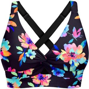 imageWomen Underwire Bikini Top Only  Push Up Swimsuit Top Large Bust Bathing Suit Tops 2025 Supportive Swim TopsColorful Floral
