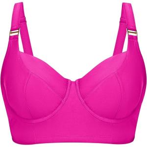 imageWomen Underwire Bikini top Only  Longline Push Up Bathing Suit Top Bra Swim Tops 2025 Swimsuit TopsPink