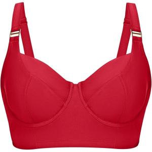 imageWomen Underwire Bikini top Only  Longline Push Up Bathing Suit Top Bra Swim Tops 2025 Swimsuit TopsRed