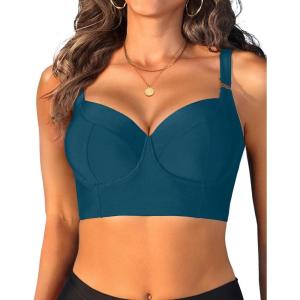 imageWomen Underwire Bikini top Only  Longline Push Up Bathing Suit Top Bra Swim Tops 2025 Swimsuit TopsTeal