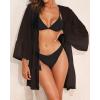 imageYonique Kimono Swimsuit Cover Ups for Women Ruffles Beach Cover Long Sleeve CoverupsBlack