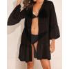 imageYonique Kimono Swimsuit Cover Ups for Women Ruffles Beach Cover Long Sleeve CoverupsBlack