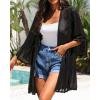 imageYonique Kimono Swimsuit Cover Ups for Women Ruffles Beach Cover Long Sleeve CoverupsHairball Black