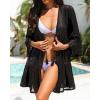 imageYonique Kimono Swimsuit Cover Ups for Women Ruffles Beach Cover Long Sleeve CoverupsHairball Black