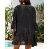 imageYonique Kimono Swimsuit Cover Ups for Women Ruffles Beach Cover Long Sleeve CoverupsHairball Black