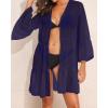 imageYonique Kimono Swimsuit Cover Ups for Women Ruffles Beach Cover Long Sleeve CoverupsNavy Blue