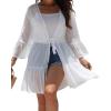 imageYonique Kimono Swimsuit Cover Ups for Women Ruffles Beach Cover Long Sleeve CoverupsWhite