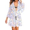 imageYonique Kimono Swimsuit Cover Ups for Women Ruffles Beach Cover Long Sleeve CoverupsWhite Flower