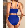 imageYonique Ribbed Bikini High Waisted Bikini Crop Top Swimsuit for Women Two Piece Bathing SuitRoyal Blue