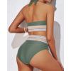 imageYonique Women Tummy Control Bikini Two Piece High Waisted Swimsuit Push Up Bathing Suit Halter Bikini TopArmy Green