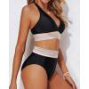 imageYonique Women Tummy Control Bikini Two Piece High Waisted Swimsuit Push Up Bathing Suit Halter Bikini TopBlack