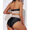 imageYonique Women Tummy Control Bikini Two Piece High Waisted Swimsuit Push Up Bathing Suit Halter Bikini TopBlack