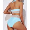 imageYonique Women Tummy Control Bikini Two Piece High Waisted Swimsuit Push Up Bathing Suit Halter Bikini TopBlue