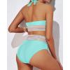 imageYonique Women Tummy Control Bikini Two Piece High Waisted Swimsuit Push Up Bathing Suit Halter Bikini TopLight Blue