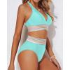 imageYonique Women Tummy Control Bikini Two Piece High Waisted Swimsuit Push Up Bathing Suit Halter Bikini TopLight Blue