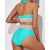 imageYonique Women Tummy Control Bikini Two Piece High Waisted Swimsuit Push Up Bathing Suit Halter Bikini TopTurquoise