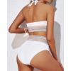 imageYonique Women Tummy Control Bikini Two Piece High Waisted Swimsuit Push Up Bathing Suit Halter Bikini TopWhite