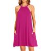 imageYonique Halter Summer Dress for Women Casual Sundress Beach Coverup Dress with PocketsDark Pink