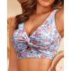 imageWomen Bikini Top Only  Supportive Swimsuit Top Large Bust Bathing Suit Top 2025 Cut Out Twist Swim TopOrange Floral Print