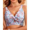 imageWomen Bikini Top Only  Supportive Swimsuit Top Large Bust Bathing Suit Top 2025 Cut Out Twist Swim TopOrange Floral Print