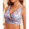 imageWomen Bikini Top Only  Supportive Swimsuit Top Large Bust Bathing Suit Top 2025 Cut Out Twist Swim TopOrange Floral Print