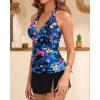 imageYonique 2 Piece Swimsuits for Women Halter Tankini Top with Skirt Bottom V Neck Bathing SuitBlue Floral