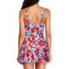 imageYonique One Piece Swimsuits for Women Modest Tummy Control Swimdress Vintage Bathing Suits Skirt SwimwearPink Blue Floral