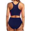 imageYonique Women Bikini Top Only Crop Swim Top Longline Swimsuit Tops High Neck Bathing Suit TopRed and Blue