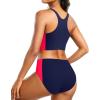 imageYonique Women Bikini Top Only Crop Swim Top Longline Swimsuit Tops High Neck Bathing Suit TopRed and Blue