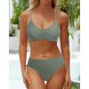 imageYonique Women Two Piece Bathing Suits Push Up Bikini Set Halter Swimsuit Vintage SwimwearArmy Green1