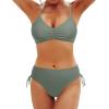 imageYonique Women Two Piece Bathing Suits Push Up Bikini Set Halter Swimsuit Vintage SwimwearArmy Green1