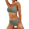 imageYonique Women Two Piece Bathing Suits Push Up Bikini Set Halter Swimsuit Vintage SwimwearArmy Green1