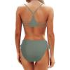 imageYonique Women Two Piece Bathing Suits Push Up Bikini Set Halter Swimsuit Vintage SwimwearArmy Green1