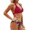 imageYonique Women Two Piece Bathing Suits Push Up Bikini Set Halter Swimsuit Vintage SwimwearRed and Floral