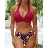 imageYonique Women Two Piece Bathing Suits Push Up Bikini Set Halter Swimsuit Vintage SwimwearRed and Floral