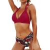 imageYonique Women Two Piece Bathing Suits Push Up Bikini Set Halter Swimsuit Vintage SwimwearRed and Floral