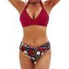 imageYonique Women Two Piece Bathing Suits Push Up Bikini Set Halter Swimsuit Vintage SwimwearRed and Floral