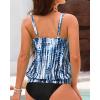 imageYonique Womens Blouson Tankini Top No Bottom Loose Fit Swim Top Modest Tank TopBlue Dapple Tie  Dye