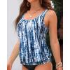 imageYonique Womens Blouson Tankini Top No Bottom Loose Fit Swim Top Modest Tank TopBlue Dapple Tie  Dye