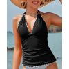imageYonique Womens Halter Tankini Top No Bottom V Neck Swim Top Tummy Control Bathing Suit TopBlack 02